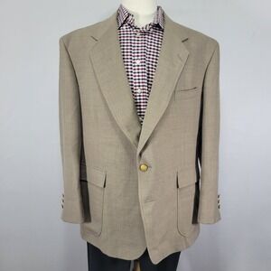 VTG Stafford Men's‎ Sport Coat Blazer Two Button Beige Poly Wool PORTLY Size 46S